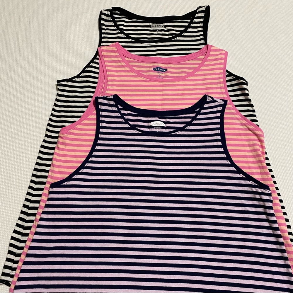 3 Old Navy Striped Everywear Tank Top Women Size S